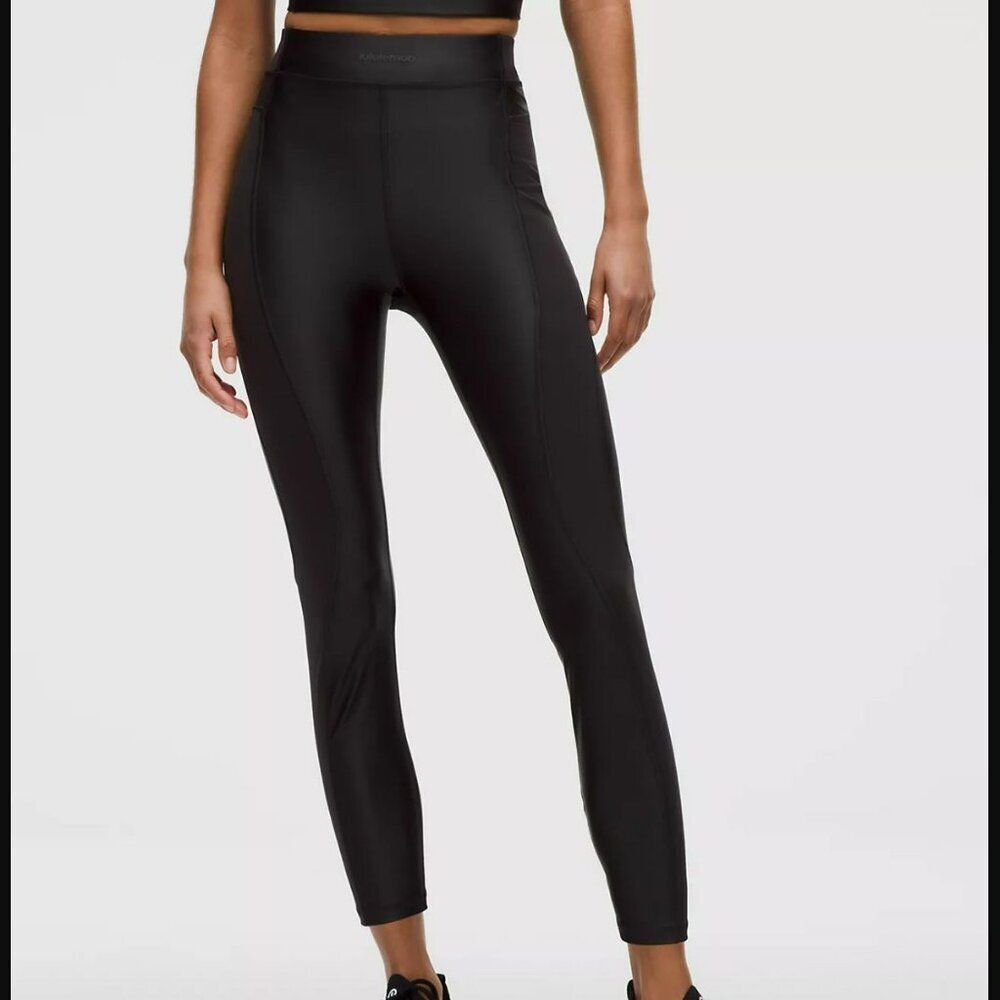 Lululemon Satin Shine Panelled High-Rise Tight 25" Leggings Pants Wordmark